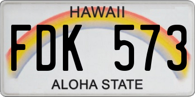 HI license plate FDK573