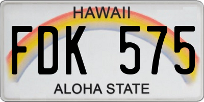 HI license plate FDK575