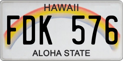 HI license plate FDK576