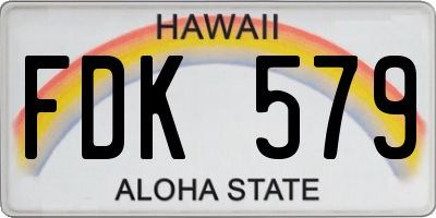 HI license plate FDK579