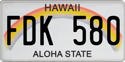 HI license plate FDK580