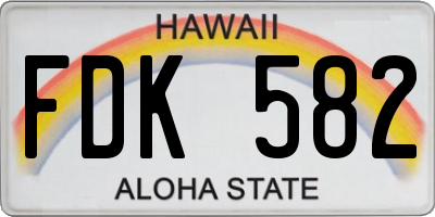 HI license plate FDK582