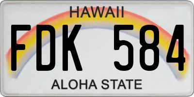 HI license plate FDK584