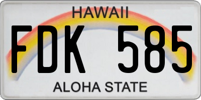 HI license plate FDK585