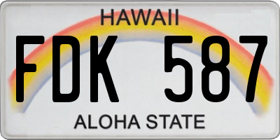 HI license plate FDK587