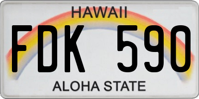 HI license plate FDK590