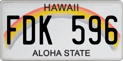 HI license plate FDK596