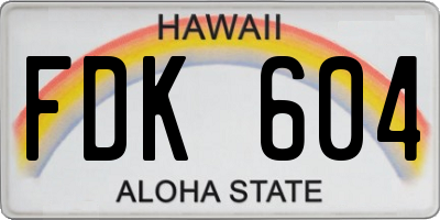 HI license plate FDK604