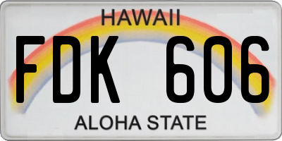 HI license plate FDK606