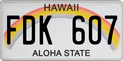 HI license plate FDK607