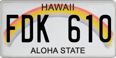 HI license plate FDK610