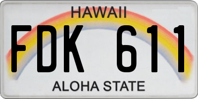HI license plate FDK611