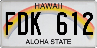 HI license plate FDK612