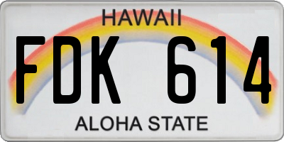 HI license plate FDK614