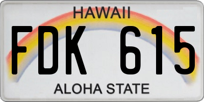 HI license plate FDK615