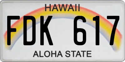 HI license plate FDK617