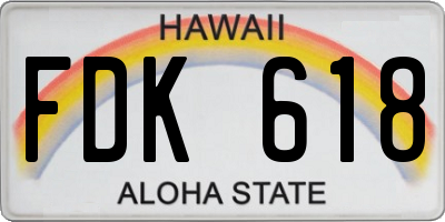 HI license plate FDK618