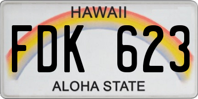 HI license plate FDK623