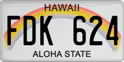 HI license plate FDK624