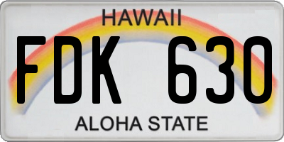 HI license plate FDK630