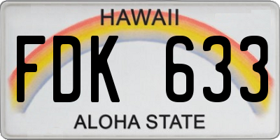 HI license plate FDK633