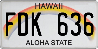 HI license plate FDK636