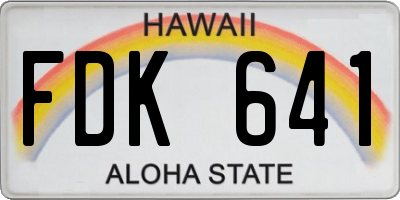 HI license plate FDK641