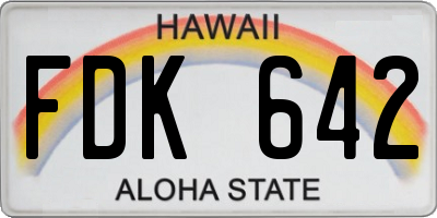 HI license plate FDK642