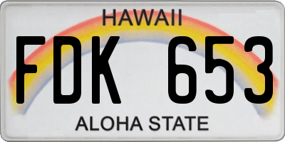 HI license plate FDK653