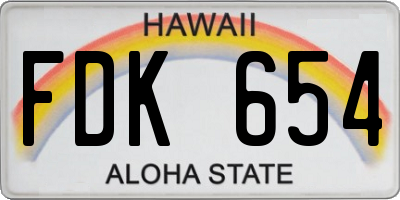 HI license plate FDK654