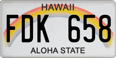 HI license plate FDK658