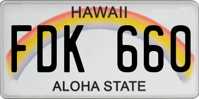 HI license plate FDK660