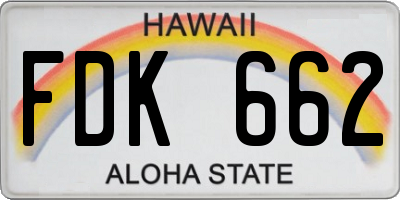 HI license plate FDK662