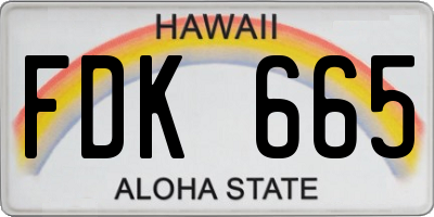 HI license plate FDK665