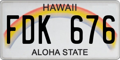 HI license plate FDK676