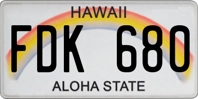 HI license plate FDK680
