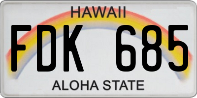 HI license plate FDK685