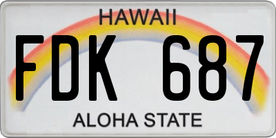 HI license plate FDK687