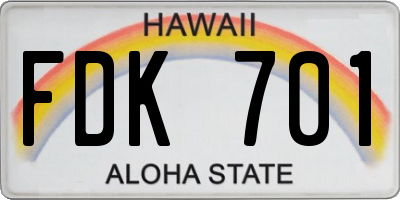 HI license plate FDK701
