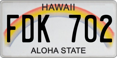 HI license plate FDK702