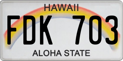 HI license plate FDK703