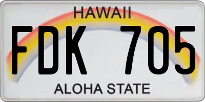 HI license plate FDK705