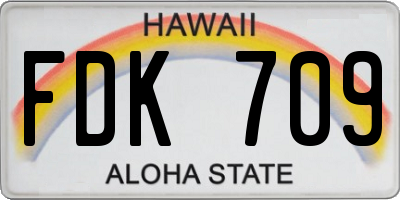 HI license plate FDK709
