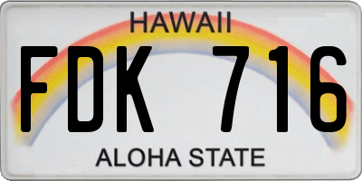 HI license plate FDK716
