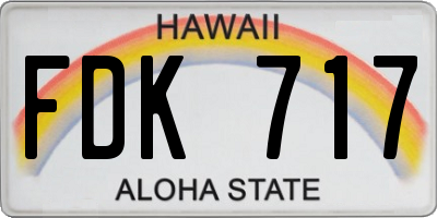 HI license plate FDK717