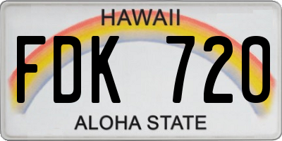 HI license plate FDK720