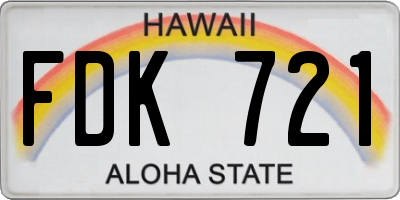 HI license plate FDK721