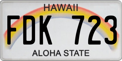 HI license plate FDK723