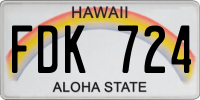 HI license plate FDK724