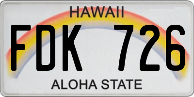 HI license plate FDK726